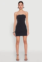 Womens Ribbed Knit Mineral Wash Tube Dress, Black, Size S