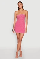 Womens Ribbed Knit Mineral Wash Tube Dress, Pink, Size L