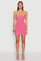 Womens Ribbed Knit Mineral Wash Tube Dress, Pink, Size L