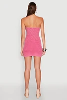 Womens Ribbed Knit Mineral Wash Tube Dress, Pink, Size L