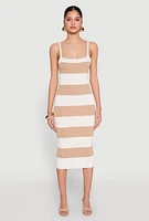 Womens Open Tie Back Sleeveless Striped Bodycon Dress, Multi,