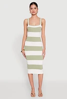 Womens Open Tie Back Sleeveless Striped Bodycon Dress,