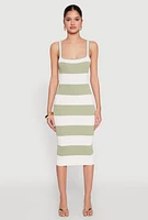 Womens Open Tie Back Sleeveless Striped Bodycon Dress,