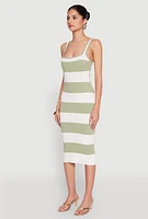 Womens Open Tie Back Sleeveless Striped Bodycon Dress,