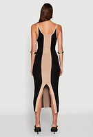 Womens Color Block Back Slit Sweater Dress, Multi,