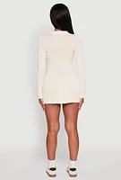 Womens Daisy Pleated Contrast Trim Sweater Dress,