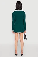 Womens Daisy Pleated Contrast Trim Sweater Dress,