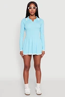 Womens Daisy Pleated Contrast Trim Sweater Dress, M