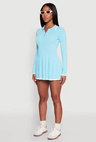 Womens Daisy Pleated Contrast Trim Sweater Dress, M