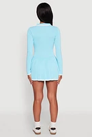 Womens Daisy Pleated Contrast Trim Sweater Dress, M