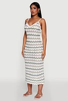 Womens Madden Girl Wavy Striped V Neck Sleeveless Crochet Cami Dress, Multi, Size M