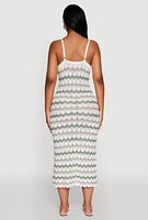 Womens Madden Girl Wavy Striped V Neck Sleeveless Crochet Cami Dress, Multi, Size M