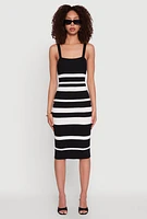 Womens Madden Girl Striped Rib Knit Tank Dress, Black, Size M