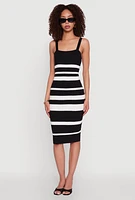 Womens Madden Girl Striped Rib Knit Tank Dress, Black, Size M