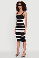 Womens Madden Girl Striped Rib Knit Tank Dress, Black, Size M