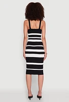Womens Madden Girl Striped Rib Knit Tank Dress, Black, Size M