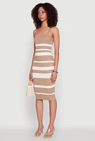 Womens Madden Girl Striped Rib Knit Tank Dress, Beige, Size M