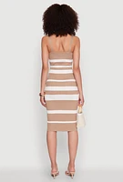 Womens Madden Girl Striped Rib Knit Tank Dress, Beige, Size M