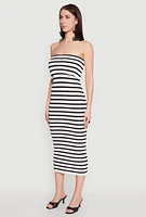 Womens Almost Famous Striped Fold Over Tube Dress, Multi, Size M
