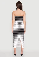 Womens Almost Famous Striped Fold Over Tube Dress, Multi, Size M