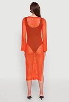 Womens Almost Famous Crochet Side Slit Maxi Dress, Orange, Size XL