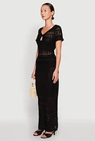 Womens Almost Famous Short Sleeve Pointelle Maxi Dress, Black,