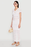 Womens Almost Famous Short Sleeve Pointelle Maxi Dress, White, Size M