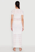 Womens Almost Famous Short Sleeve Pointelle Maxi Dress, White, Size M