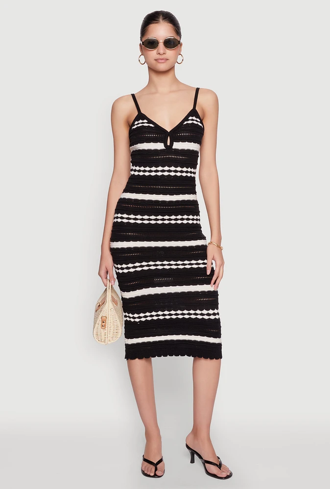 Womens Almost Famous Striped Cami Dress, Black,