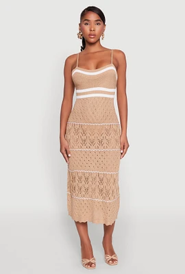 Womens Almost Famous Contrast Trim Midi Dress, Beige, Size XL
