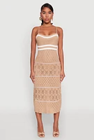 Womens Almost Famous Contrast Trim Midi Dress, Beige, Size XL