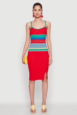 Womens Madden Girl Striped Cami Dress with Side Slit, Multi, Size M