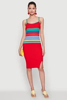 Womens Madden Girl Striped Cami Dress with Side Slit, Multi, Size M