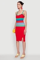 Womens Madden Girl Striped Cami Dress with Side Slit, Multi, Size M