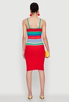 Womens Madden Girl Striped Cami Dress with Side Slit, Multi, Size M