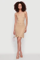 Womens Madden Girl Crochet Cami Dress with Tie Straps and Scallop Trim, S