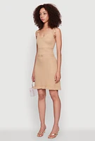 Womens Madden Girl Crochet Cami Dress with Tie Straps and Scallop Trim, S