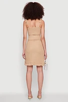 Womens Madden Girl Crochet Cami Dress with Tie Straps and Scallop Trim, S