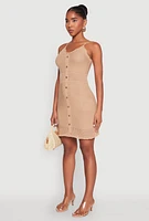 Womens Almost Famous Scalloped Pointelle Knit Cami Dress, Beige, Size M