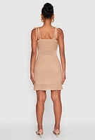 Womens Almost Famous Scalloped Pointelle Knit Cami Dress, Beige, Size L