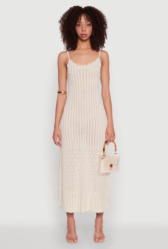 Womens Madden Girl Pointelle Knit Cami Maxi Dress,