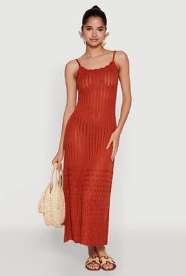 Womens Madden Girl Pointelle Knit Cami Maxi Dress, Orange, Size S