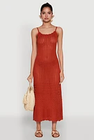 Womens Madden Girl Pointelle Knit Cami Maxi Dress, Orange,