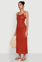 Womens Madden Girl Pointelle Knit Cami Maxi Dress, Orange,