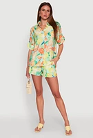 Womens Airy Fruit Print Shorts, Multi,