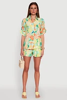 Womens Airy Fruit Print Shorts, Multi,