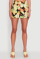 Womens Airy Fruit Print Shorts, Multi,