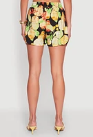 Womens Airy Fruit Print Shorts, Multi,