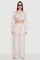 Womens Airy Collared Tie Front Blouse,