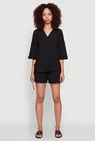 Womens Trendy High Waisted Textured Knit Shorts for Casual Wear,